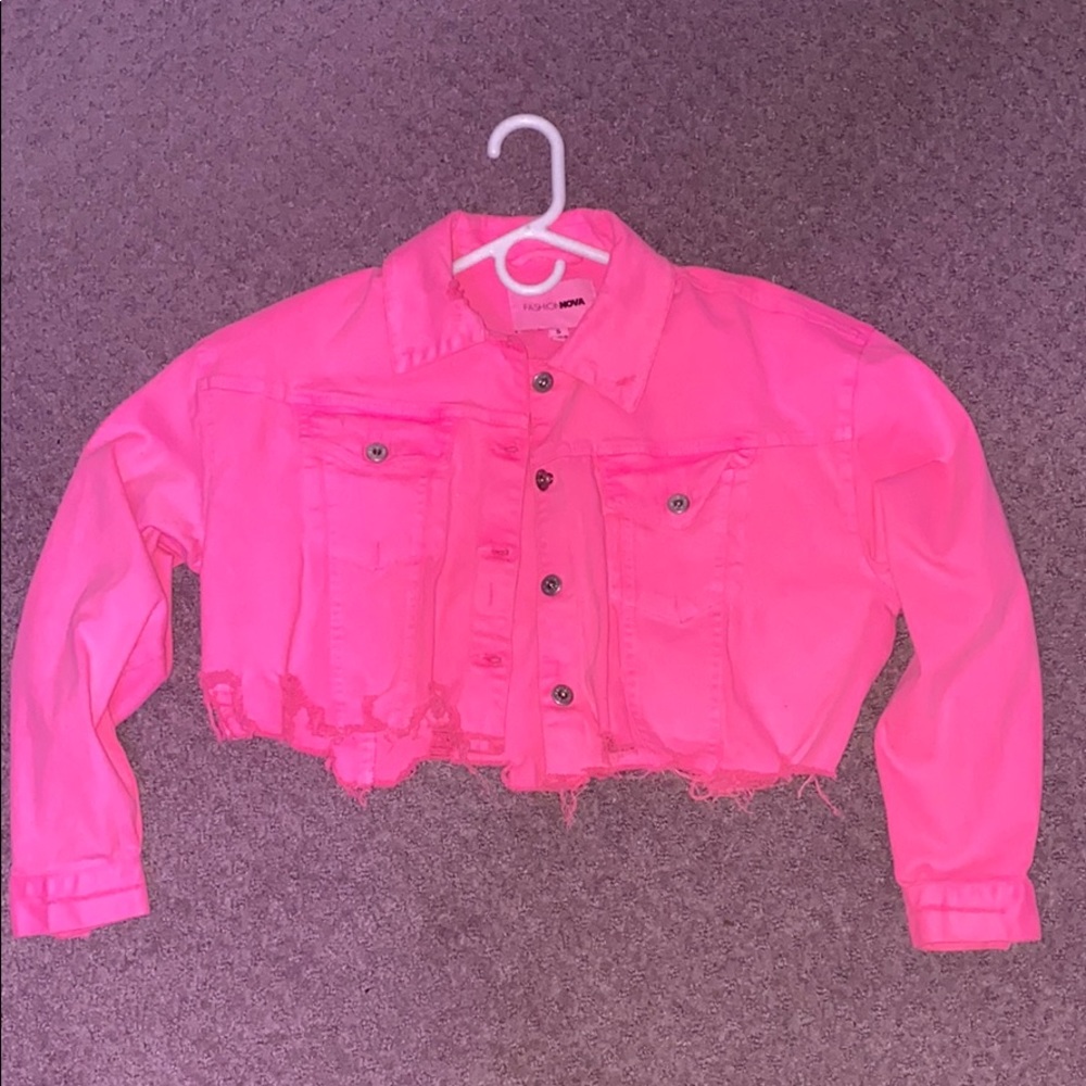Cropped Pink Jean Jacket